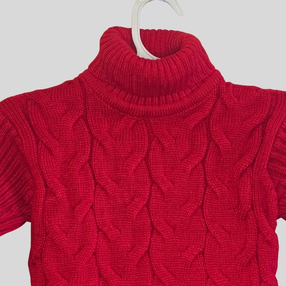 Knit Turtleneck Sweater Toddler Unisex Size 4T Red Soft Pullover - Picture 3 of 11